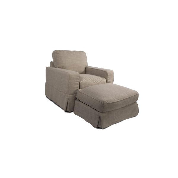 Next2Nature 37.8 x 38.6 x 39.4 in. Americana Slipcovered Chair &  Ottoman in Linen NE1209168
